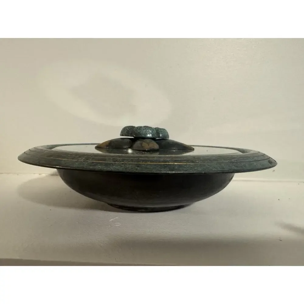 Vintage Art Deco Dish with Glass Beveled Lid Springfield Mass.